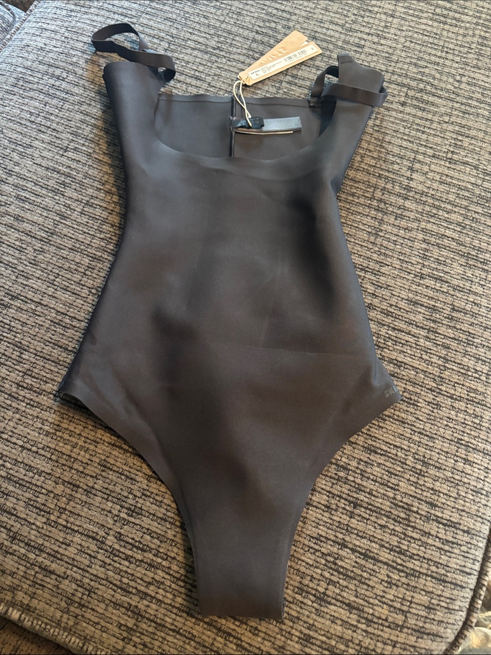 Minimal Black One-Piece Swimsuit with Wide Straps